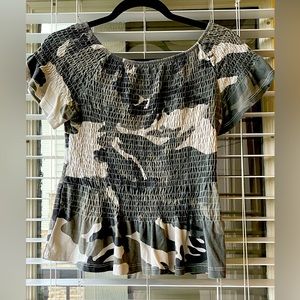 Camo smocked top size medium